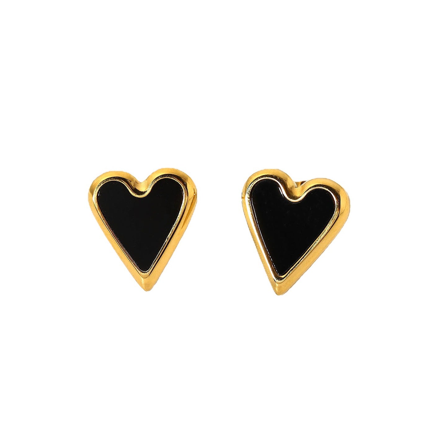 5pcs Natural Stone White Shell Green Peacock Stone Black Shell Love Earrings Fashion Stainless Steel Heart-Shaped Earrings For Women