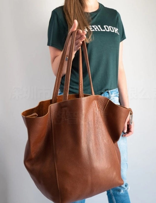 New Big Bag Female Soft Leather Large Capacity Shoulder Tote Bag For Wind Female Bag