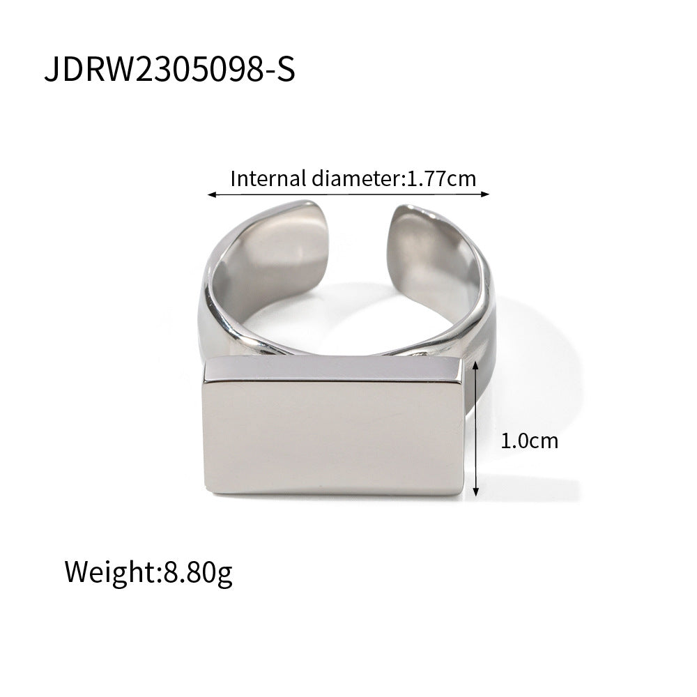 5pcs 18K Gold Stainless Steel Rectangular Ring Fashion Jewelry Ring Women's Style Everything With A Small Fashion Does Not Fade Jewelry