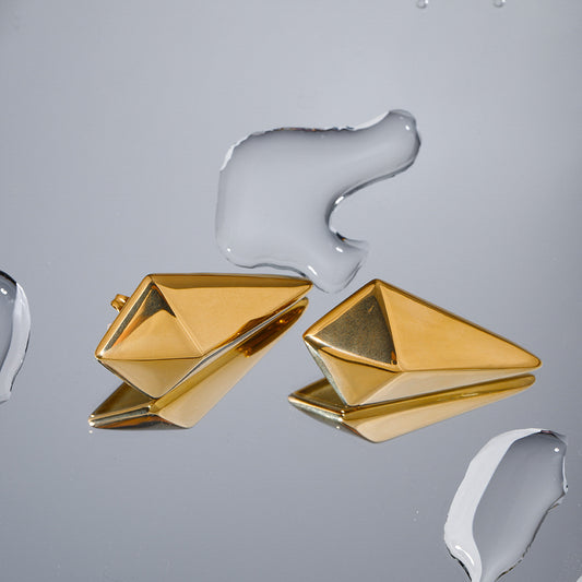 5pcs 18K Gold Stainless Steel Long Diamond Stud Earrings Jewelry
