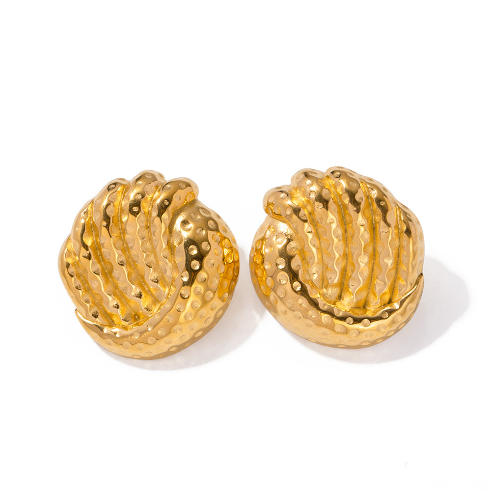 5pcs Titanium Steel Woven Hammer Earrings Earrings Stud New Fashion Temperament Niche Design Earrings