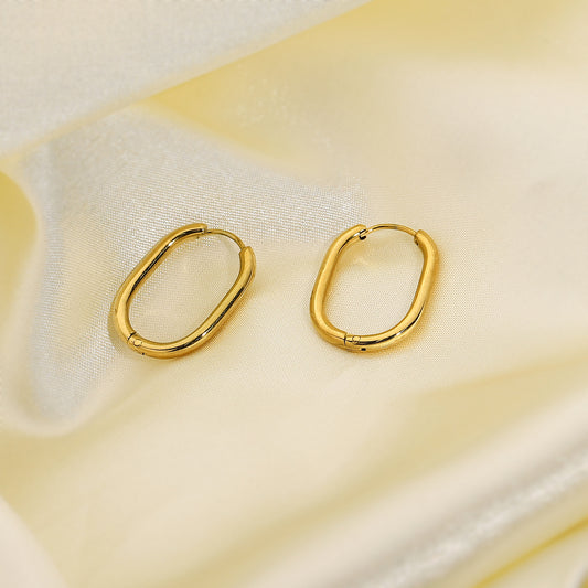 5pcs Fashion Women's Stainless Steel Ring Earrings Style Earring Buckle Geometric Oval 100 Matching Earring New