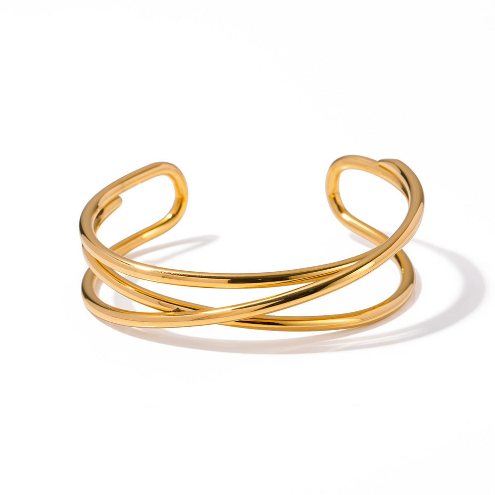 5pcs Design Bump Bracelet Fashion Titanium Steel Plated 18K Gold Stainless Steel Line Open Bracelet Female