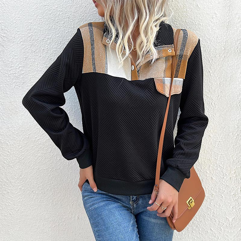 New Autumn And Winter New Women's Plaid Patchwork Hoodie