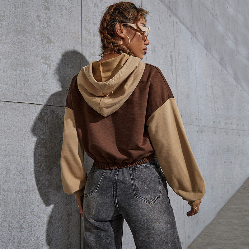 Spring And Autumn New Color Short Crop Casual Hooded Hoodie Woman