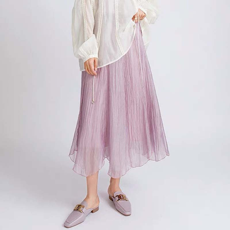 Half Skirt Female Summer Design Sense Small Gauze Skirt Super Fairy Irregular High Waist Half Skirt Small Man Everything