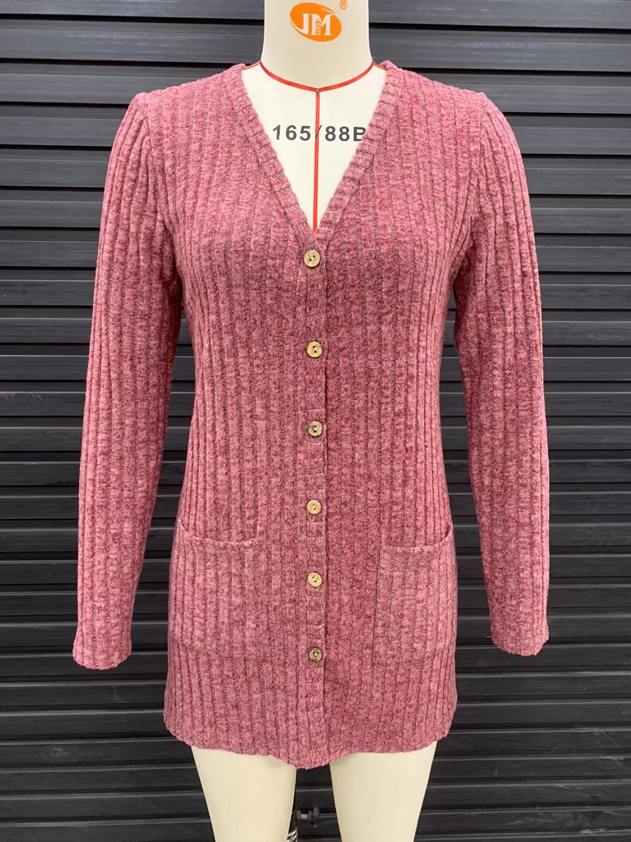 New Fall New Women's Women's Ground Wool Pit Strip Solid Color Long Sleeve Women Cardigan Coat
