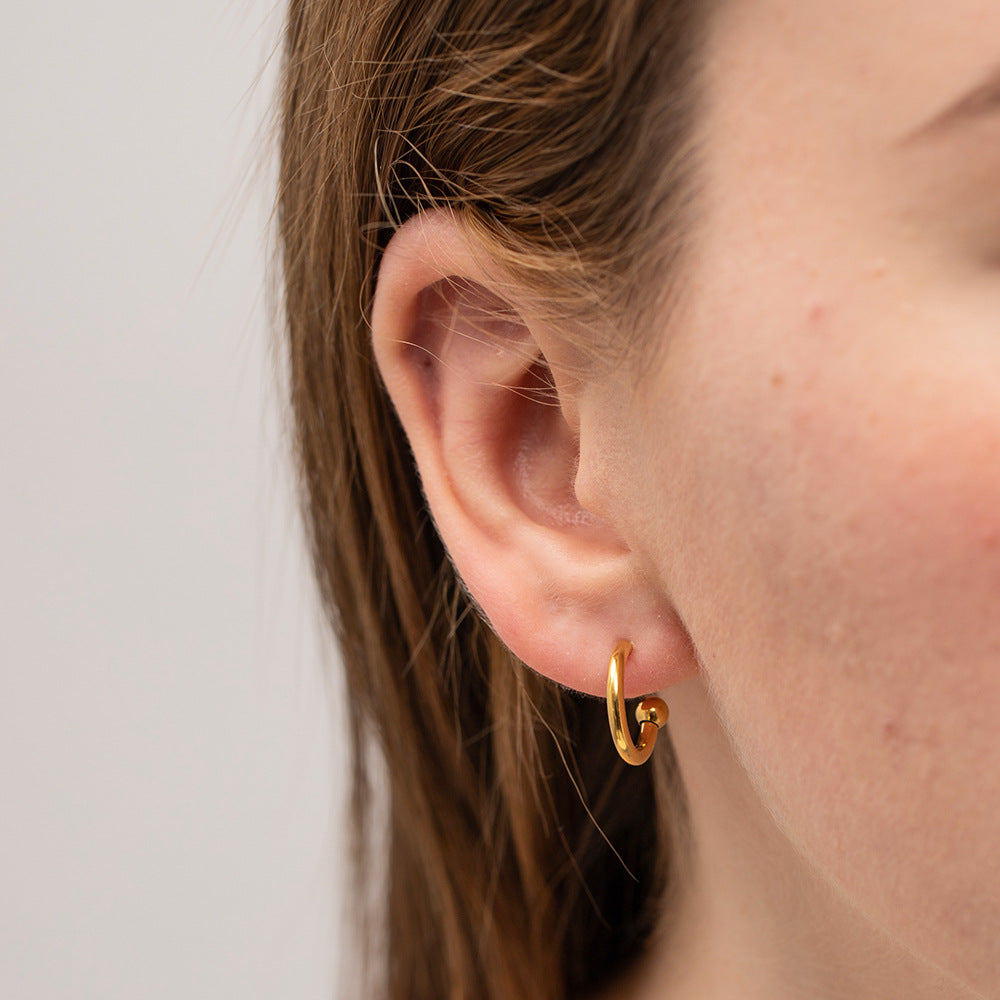 5pcs Women's Fashion All-Match New Titanium Steel Earrings 18K Gold-Plated Stainless Steel C-Type Geometric Earrings Jewelry