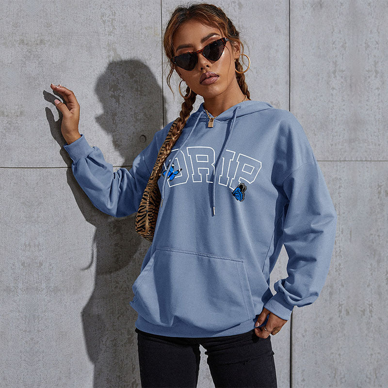 New Autumn And Winter Leisure Sports Hoodie Southeast Asia Women's Butterfly Print Hoodie