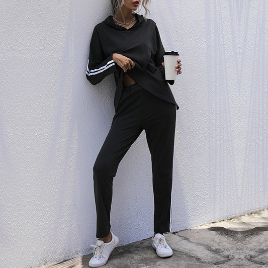 Fashion Women's Two-Piece Black Irregular Leisure Suit Women