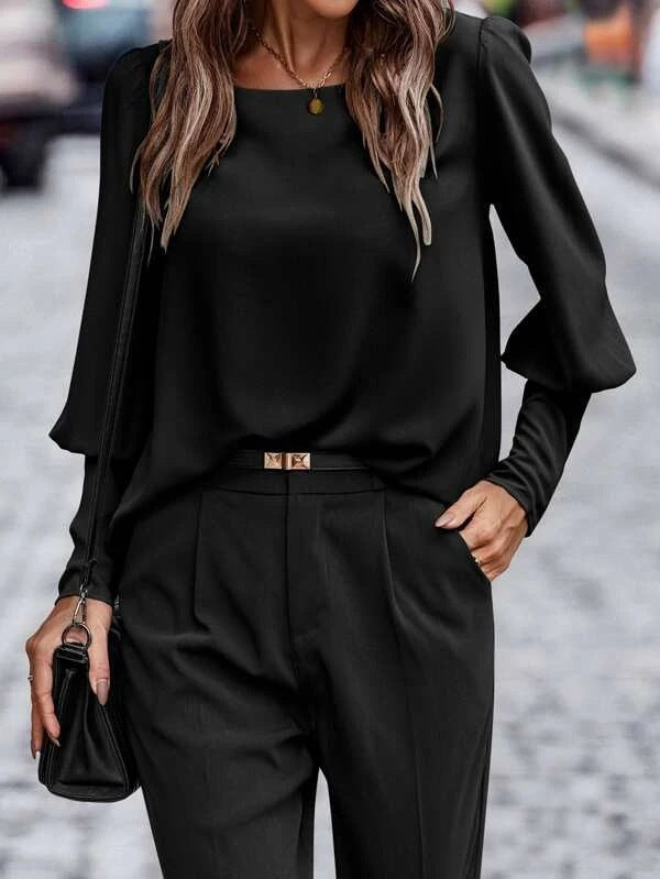 Women's T-Shirt Long Sleeve Button Solid Color Casual Top