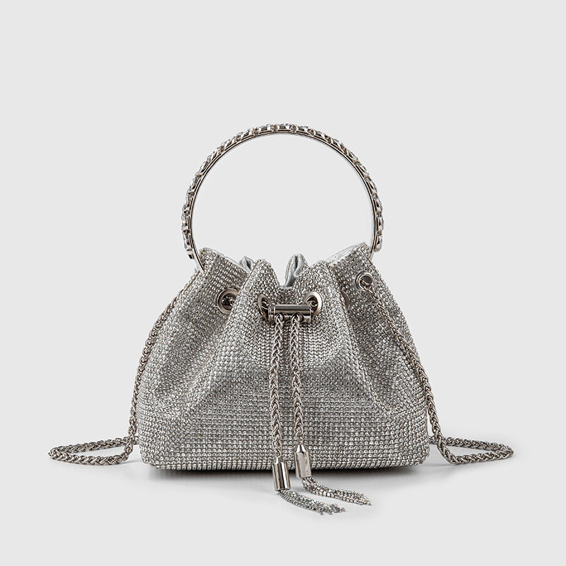 Diamond Bag Female Summer Full Diamond Bucket Bag New Diamond Fringed Hand Bag High Quality Crossbody Handbag