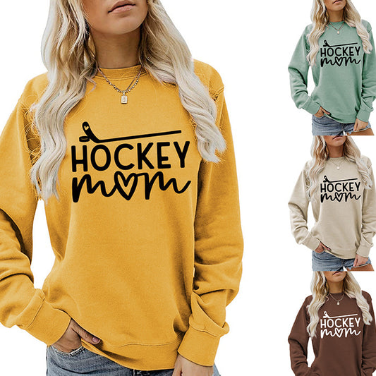 Women's Big Size New Letter Hockey Fall Winter Hoodie Long Sleeves