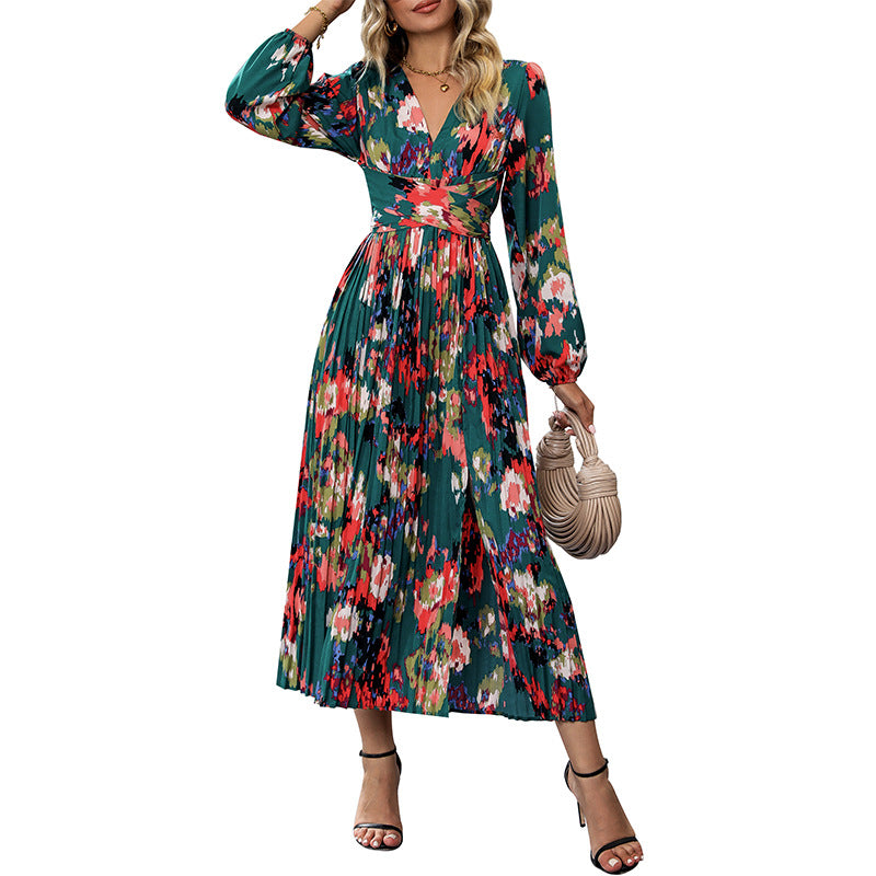 New Autumn New Women's Printed Long-Sleeved Senior Sense Dress