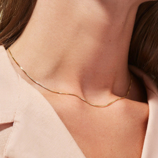 5pcs Women's Fine Jewelry 18K Gold-Plated Necklace Small Square Beads Stainless Steel Necklace Jewelry