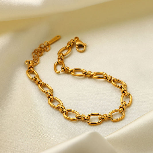 5pcs Narrow Chain Cross Buckle Bracelet 18K Gold Plated Stainless Steel Fashion Women's Popular Bracelet