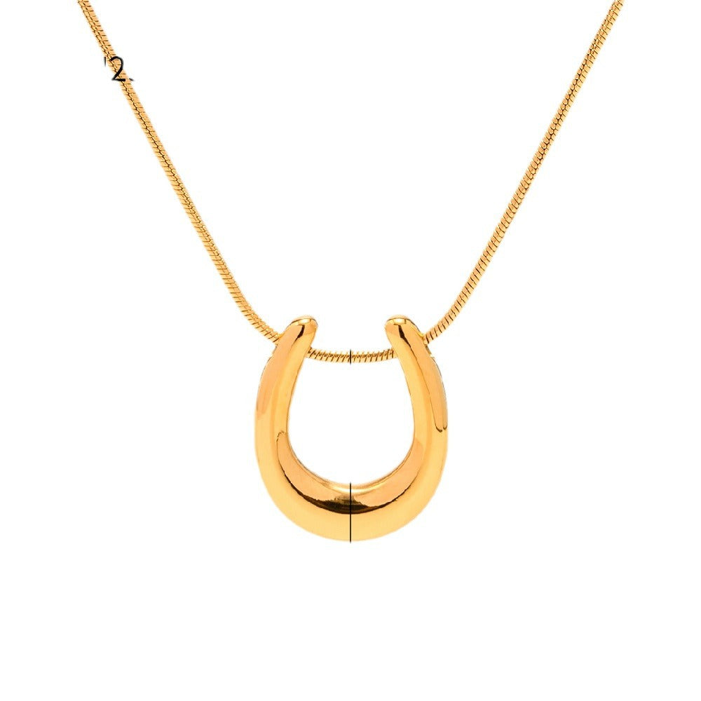 5pcs Stainless Steel Necklace 18K Gold Titanium Steel Pendant Necklace Women's Everything Necklace Accessories