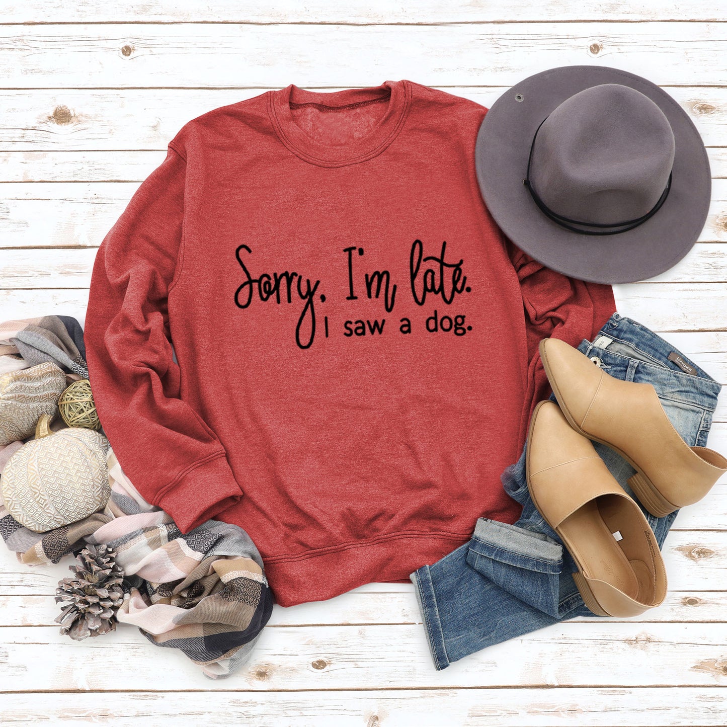 Autumn/Winter Base Long Sleeve Sorry I'M Late Alphabet Round Neck T-Shirt Ebay Women's Hoodie
