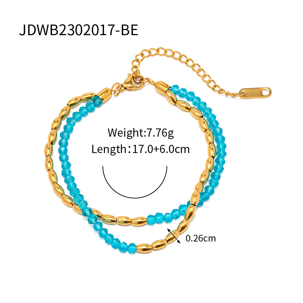 5pcs Fresh Summer Titanium Steel Necklace Women's Senior Sense Does Not Fade Color Minority Ethnic Beaded Necklace Jewelry