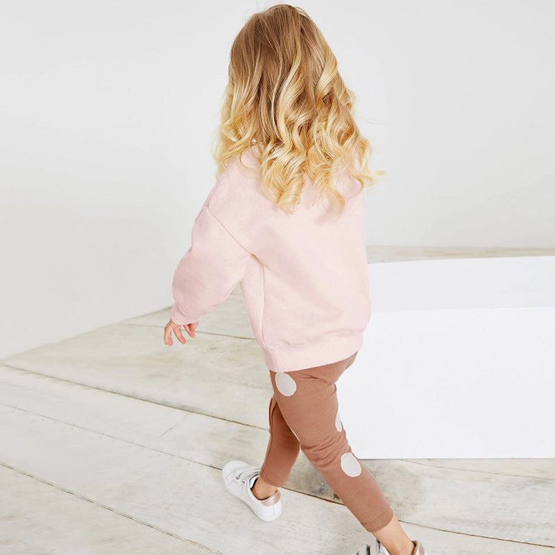 Winter Girls Plus Fleece Hoodie Fall Children's Set Cute Girls Trouser Set