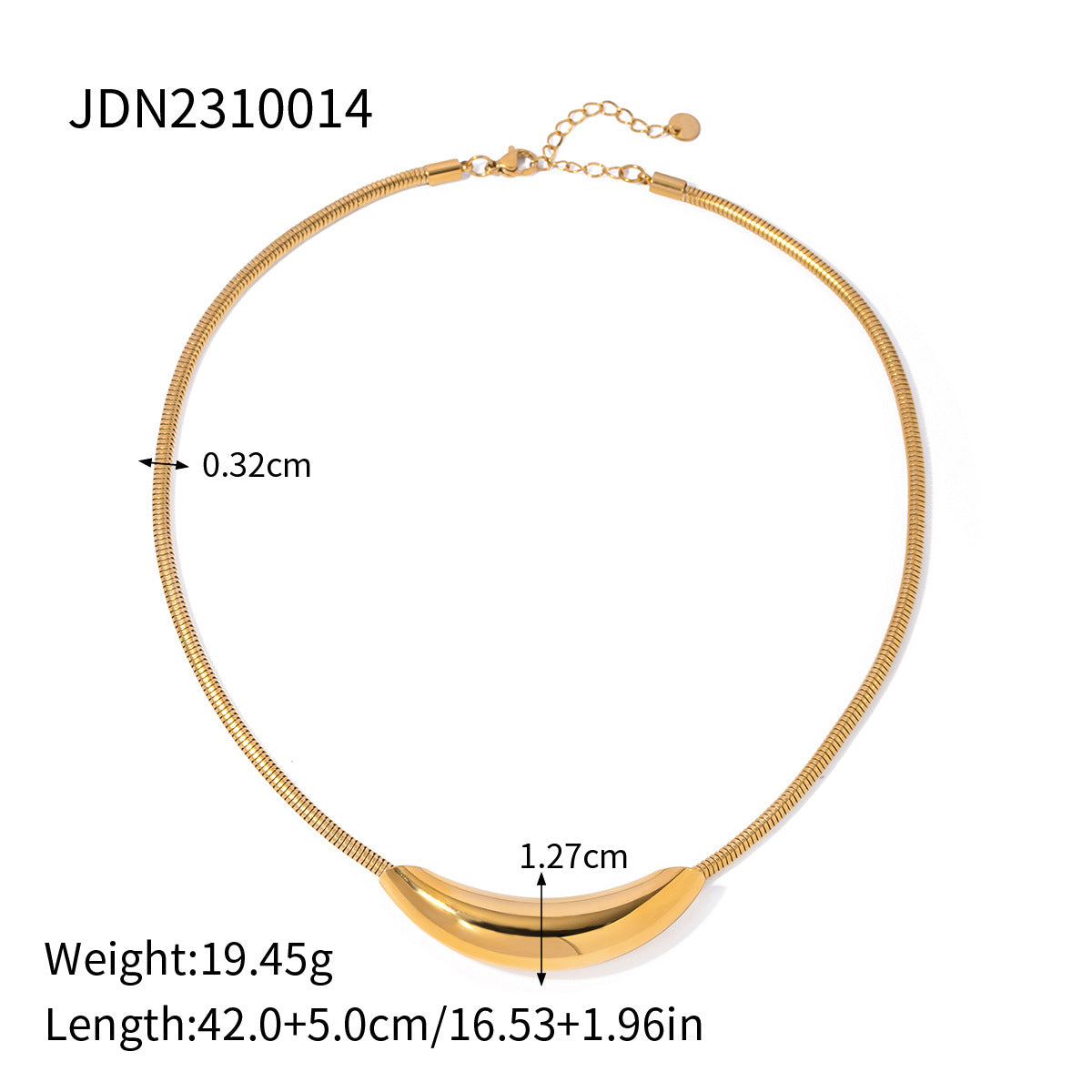 5pcs Hot Titanium Steel Pendant With 16K Gold Stainless Steel Curved Curved Pipe Pendant Necklace