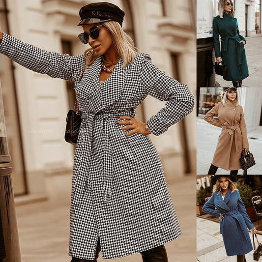 Autumn And Winter New Fashion Lace Long Woolen Coat
