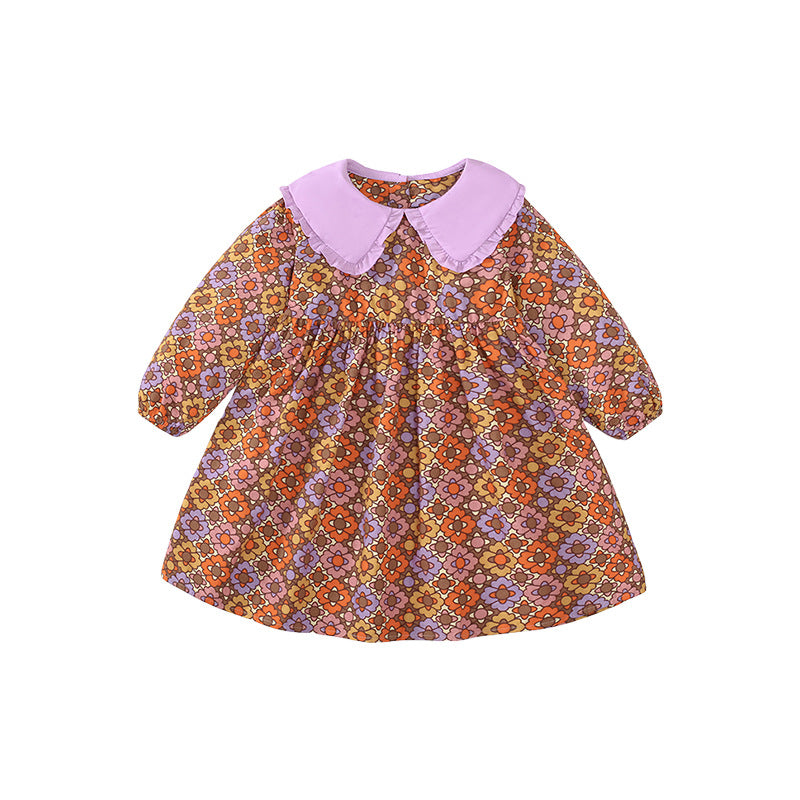 Long Sleeve Girls Dress In The Little Child Cotton Skirt Autumn Children's Dress