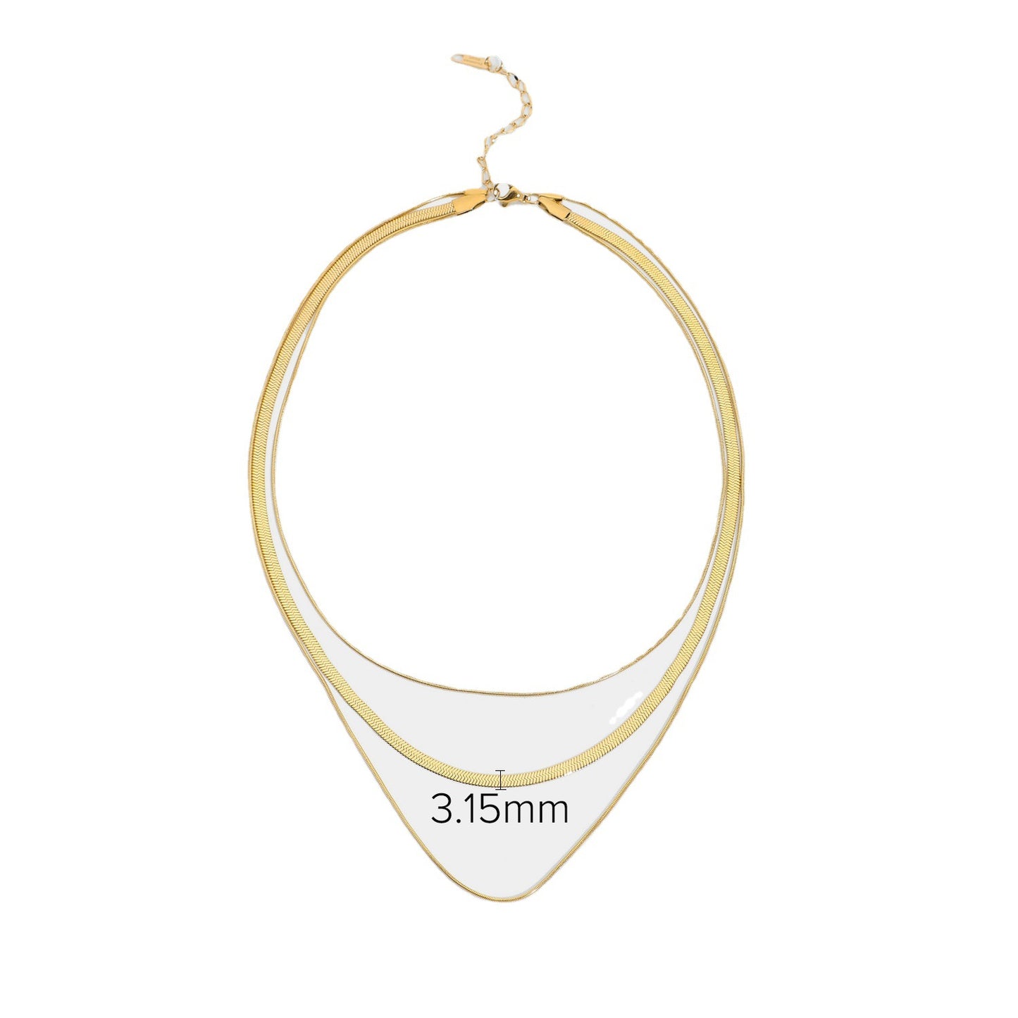 5pcs European Style Triple Layer Snake Chain Necklace Fashion Women's Stacked Jewelry 14K Gold Plated Stainless Steel Chunky Necklace