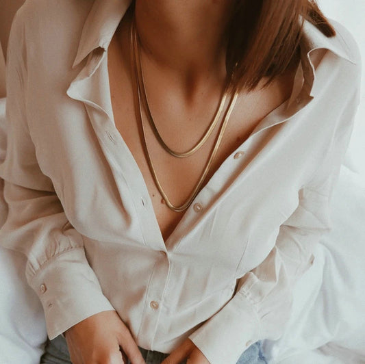 5pcs European-Style Women's Double Gold Plated Serpentine Necklace Vintage Double Gold Snake Chain Necklace