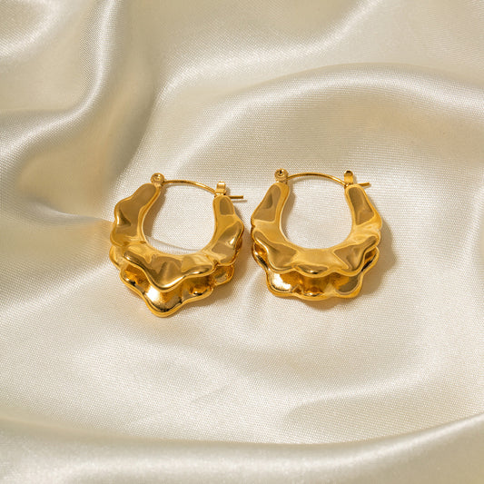5pcs Premium Earrings 18K Gold-Plated Stainless Steel Skirt Hoop Earrings