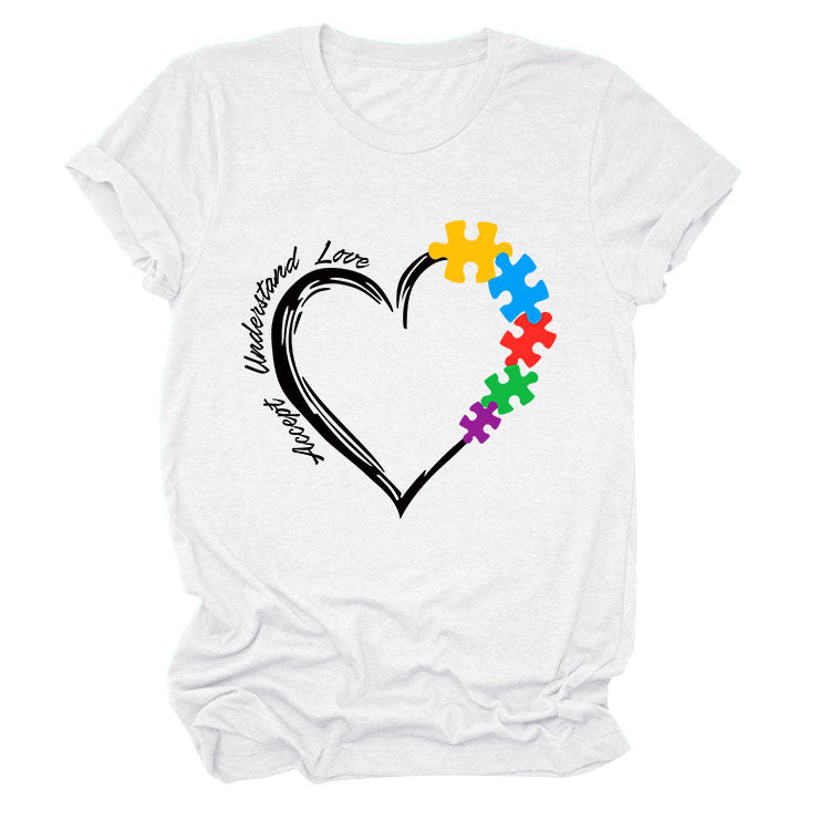 Fun Fashion Accept Understand Love Loose Casual Short Sleeves