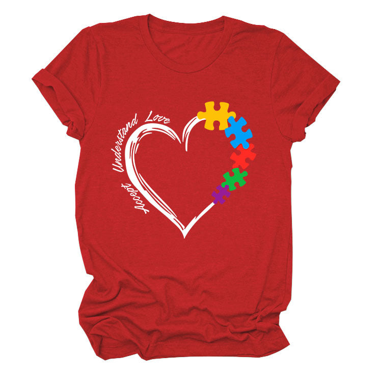 Fun Fashion Accept Understand Love Loose Casual Short Sleeves