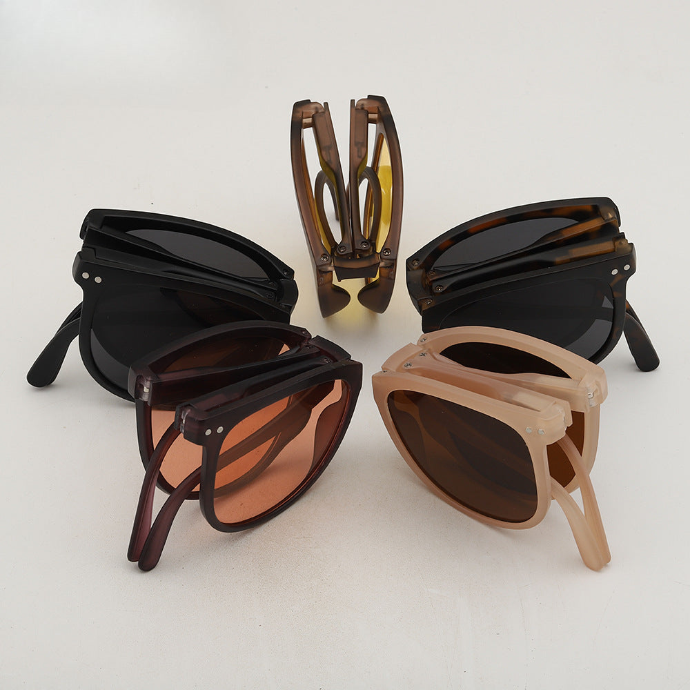 5 pairs UV400 Uv Sunscreen Sunglasses For Men Convenient Oval Frame Sunshade Folding Sunglasses For Women Polarizer