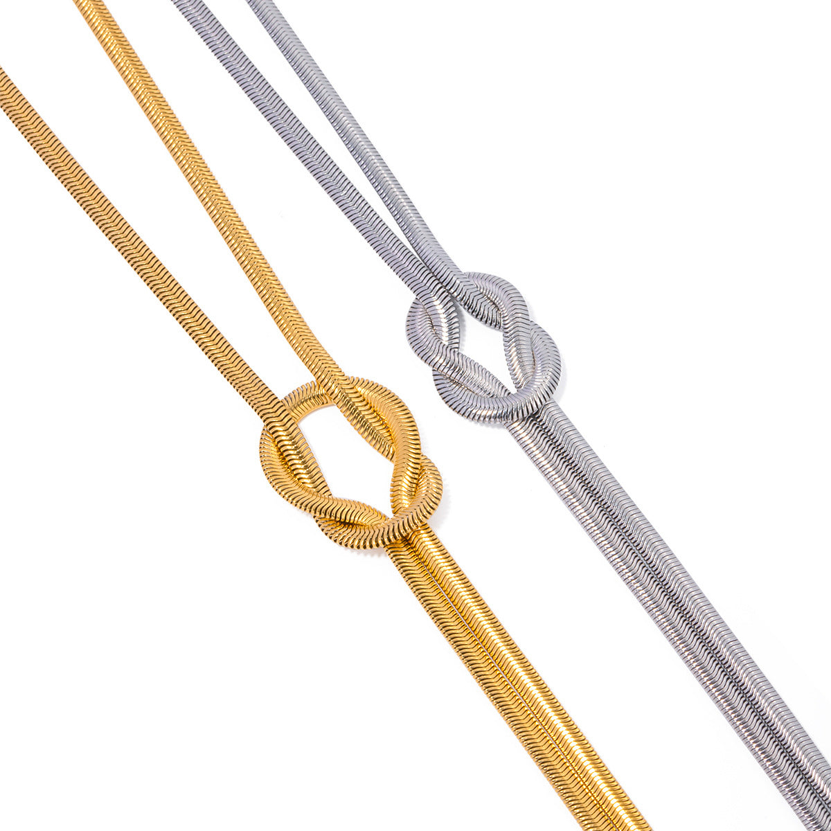 5pcs Hot Titanium Steel Knot 16K Gold Stainless Steel Double Braided Knot Necklace