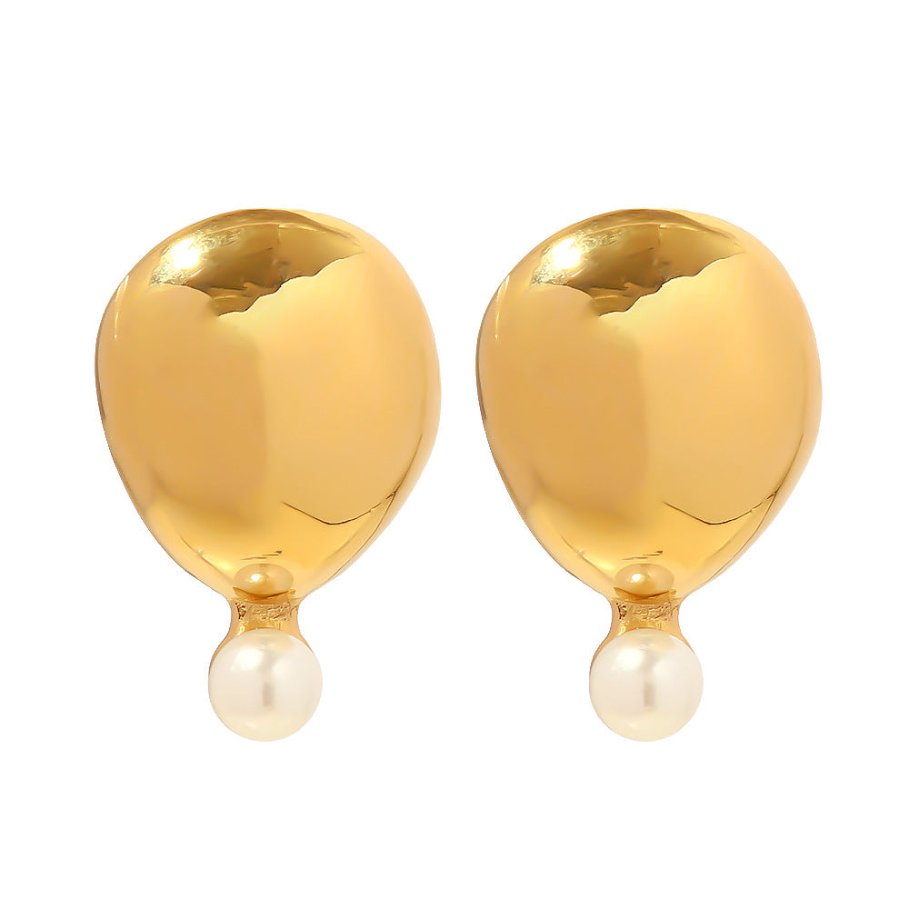 5pcs 18K Gold Plated Exaggerated Smooth Texture Set Pearl Earrings New Fashion All-In-One Earrings