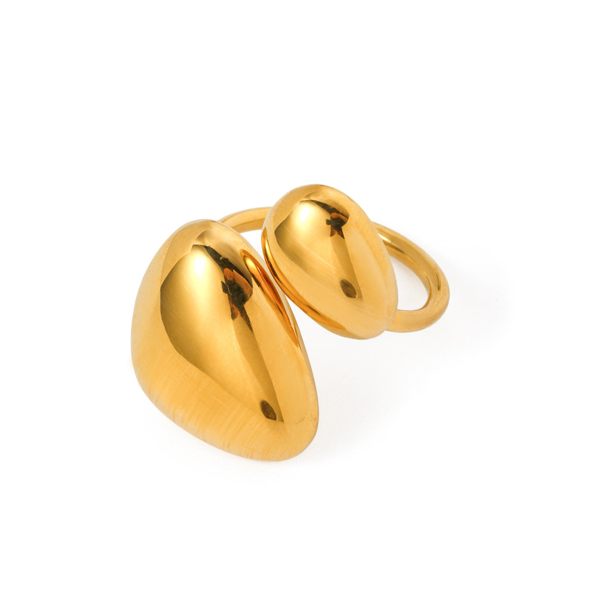 5pcs 18K Gold Stainless Steel Round Triangle Asymmetrical Opening Ring Does Not Fade All Matching Ring