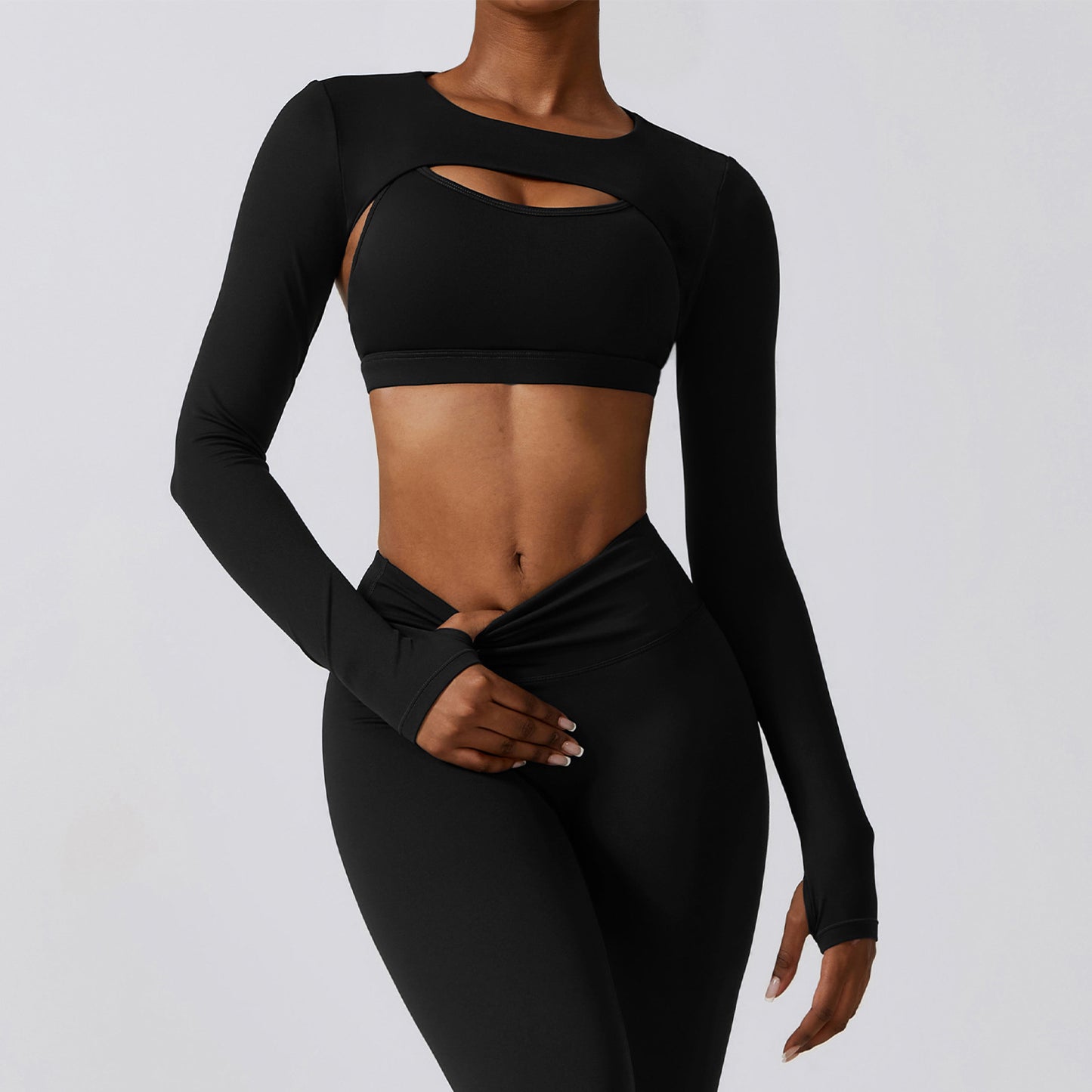 Outside Sports Vest Long Sleeve Cape Yoga Clothes Nude Fitness Clothes Top Running Sports Smock