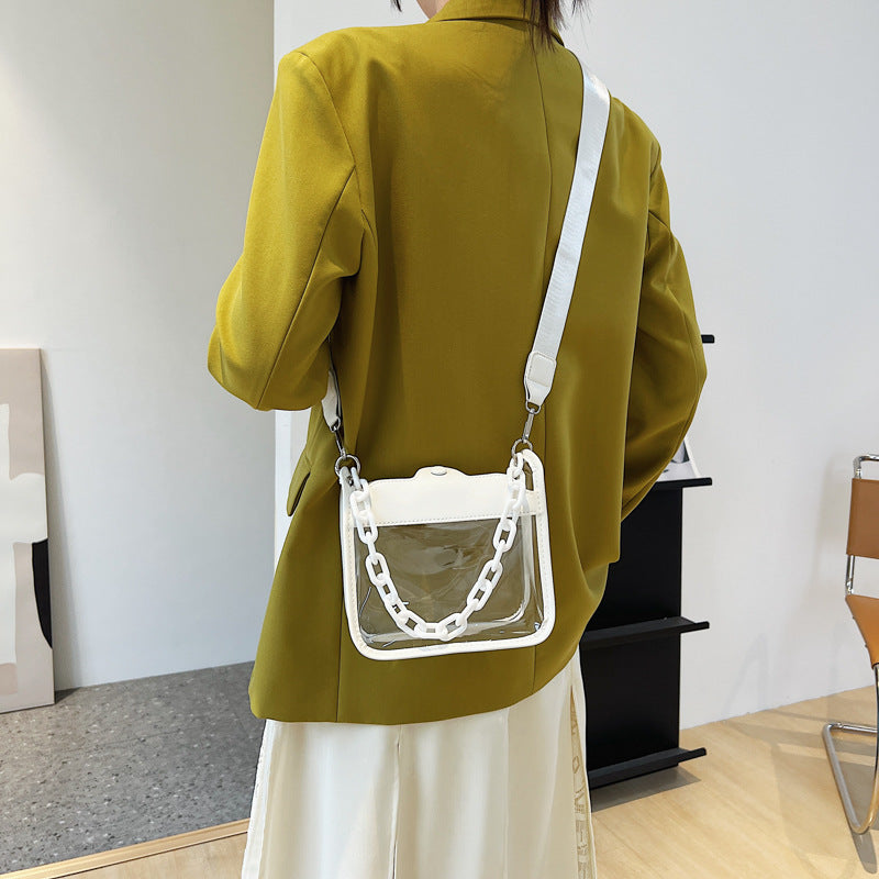Niche Transparent Fresh Pvc Jelly Bag Female Fashion Texture Single Shoulder Chain Hand Crossbody Bag