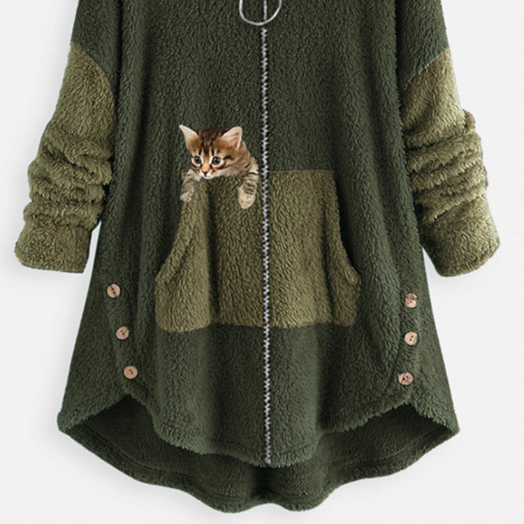 Creative Autumn Harajuku Street Hipster Cashmere Women's Hooded Loose Oversized Hoodie