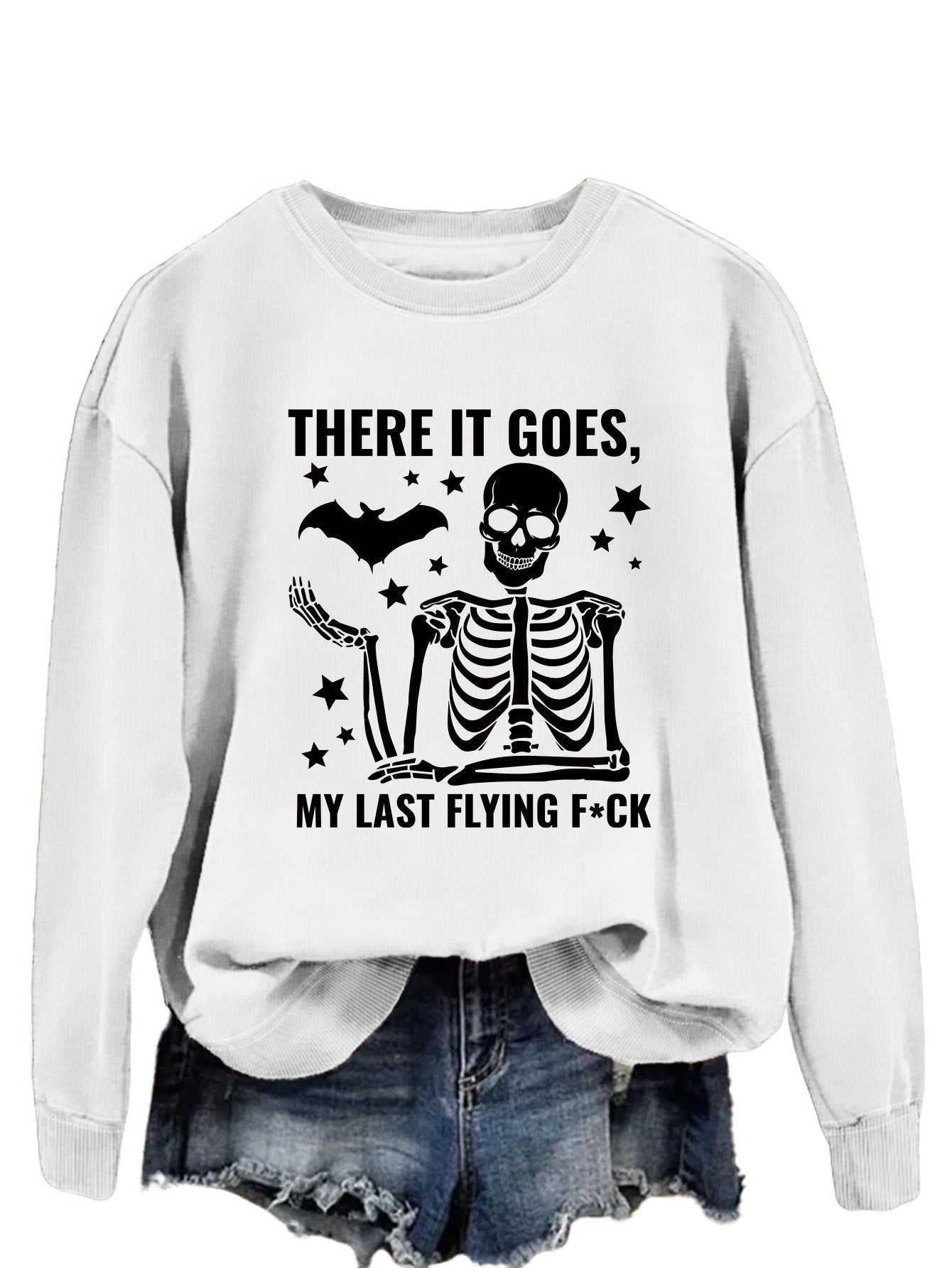 Print There It Goes Comfortable All-In-One Pullover Hoodie Autumn Fashion Long-Sleeved Shirt