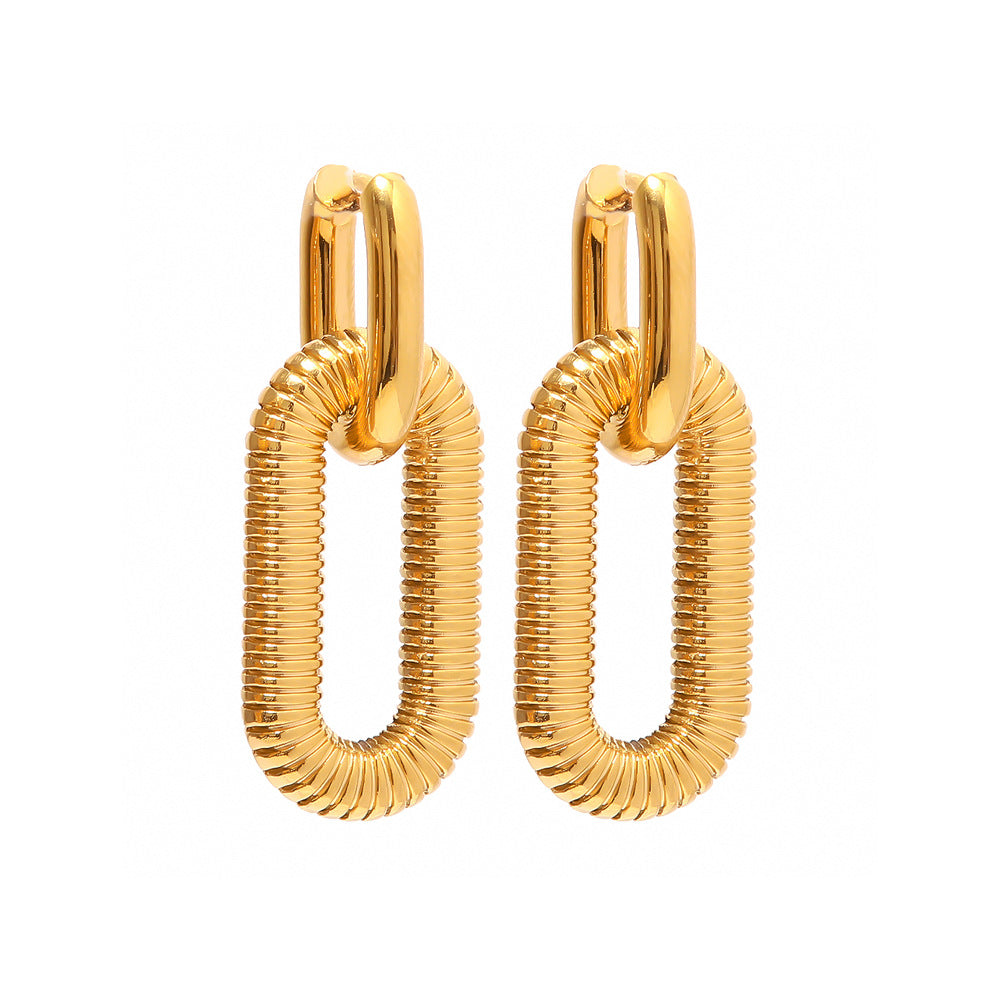 5pcs New Exaggerated 18K Gold Plated Stainless Steel Chain Earrings Accessory High Fashion Earrings