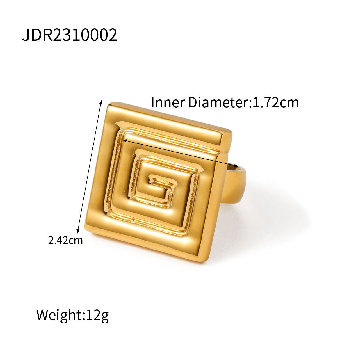 5pcs Fashion 18K Gold Stainless Steel Back Ring Simple Design Sense Ring No. 7 Women