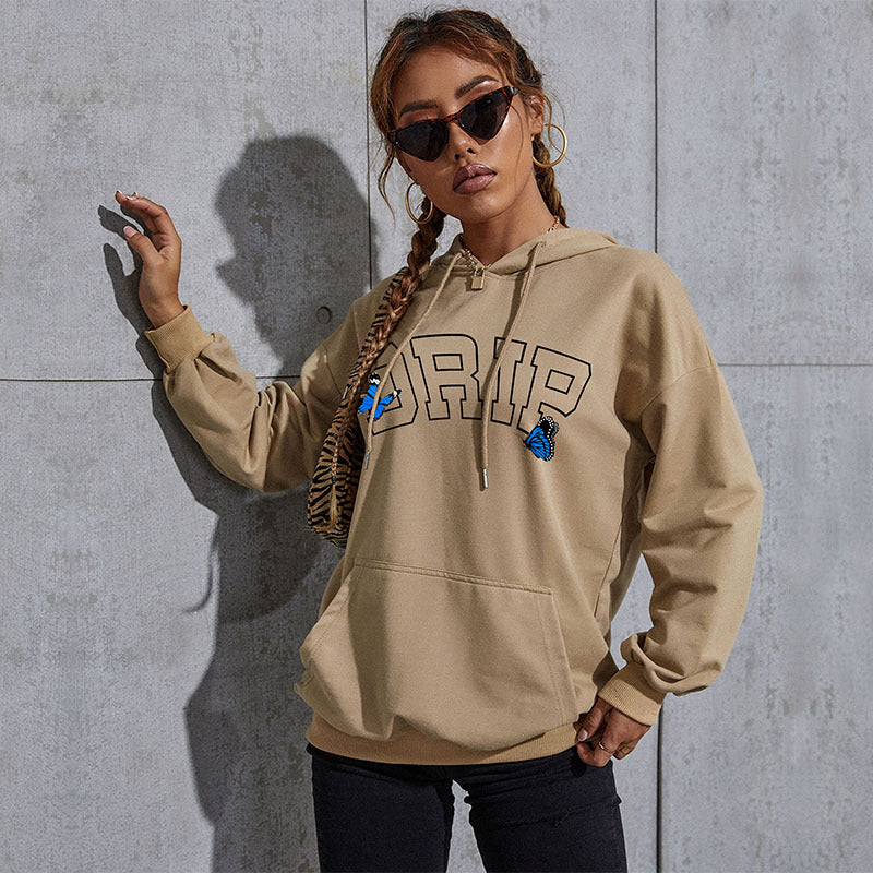 New Fashion Autumn And Winter Leisure Sports Hoodie Southeast Asia Women's Butterfly Print Hoodie