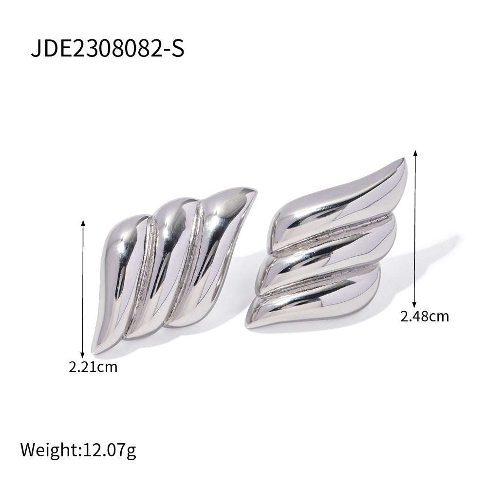 5pcs 18K Gold Stainless Steel Vintage Simple Earrings Studs Superior Sense Simple Titanium Steel Earrings Earrings