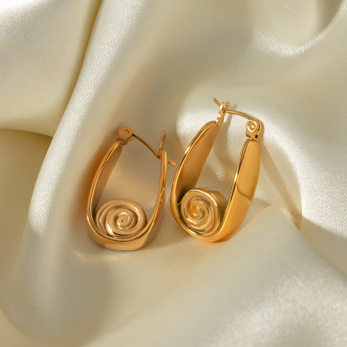 5pcs New 18K Gold Stainless Steel Thread Hoop Earrings Earrings Jewelry Fashion Personality Earrings