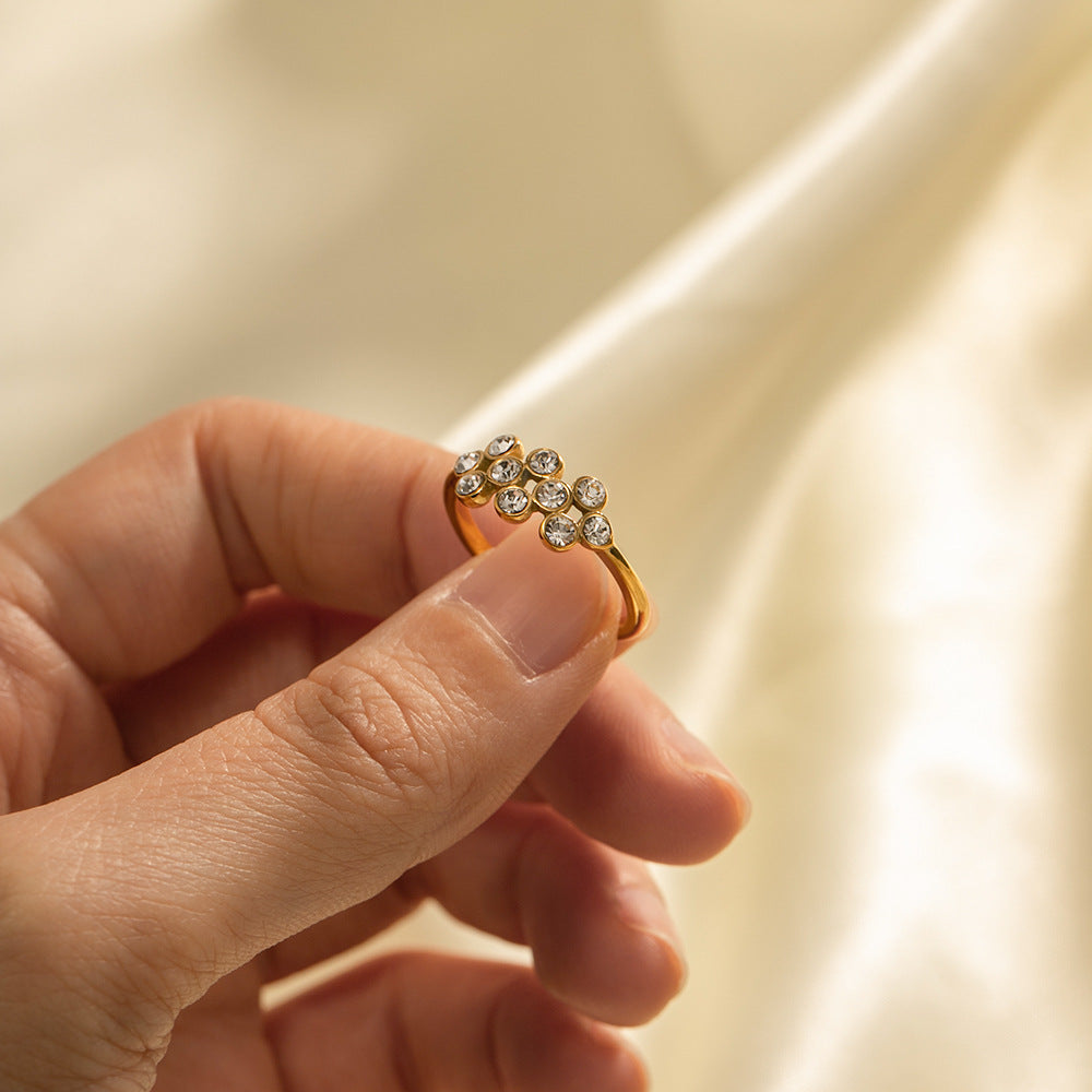 5pcs 18K Gold Plated Stainless Steel Inlaid With Natural Pearl Open Ring Does Not Fade All Matching Ring