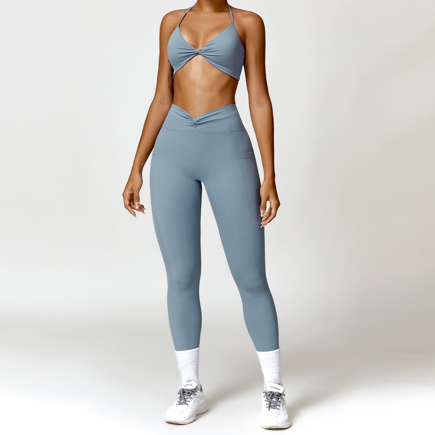 Naked Tight Yoga Set Quick Dry Back Fitness Wear Outdoor Running Sports Set Female
