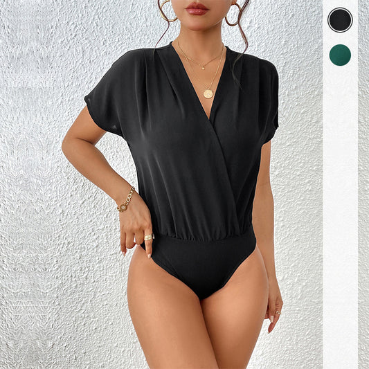 Summer New Fashion Women's Black Short Sleeve Style Onesie