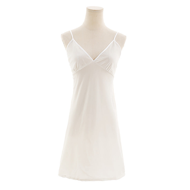 Lady's Morning Gown Nightgown Canary Skirt Sexy V-Neck Velvet Strap