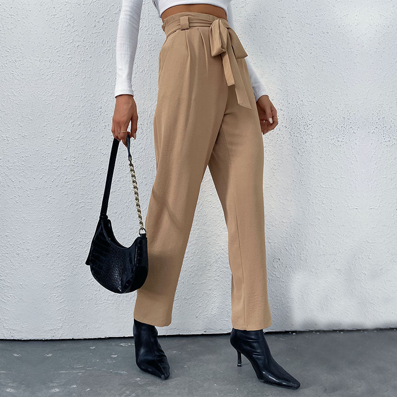 New Spring And Autumn Pants Commuter Style Women's Pants Lace-Up Pants
